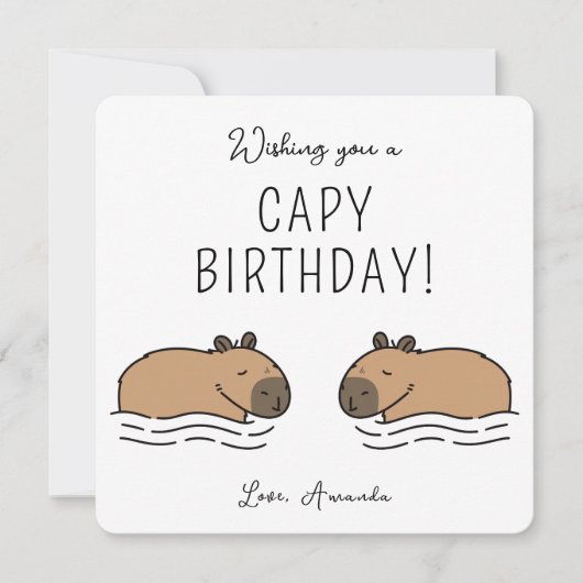 Niedliches Schwimmen Capybaras Capy Birthday Karte (Vorderseite)
