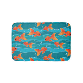 Niedliches Schwimmen Goldfish & Wassermuster Badematte