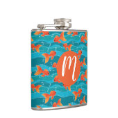 Niedliches Schwimmen Goldfish & Wassermuster Flachmann (Rechts)