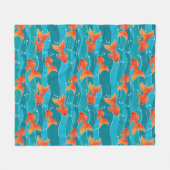 Niedliches Schwimmen Goldfish & Wassermuster Fleecedecke (Vorderseite (Horizontal))