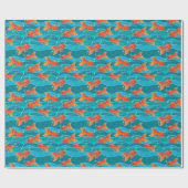 Niedliches Schwimmen Goldfish & Wassermuster Geschenkpapier (Flach)