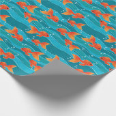 Niedliches Schwimmen Goldfish & Wassermuster Geschenkpapier (Ecke)