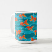 Niedliches Schwimmen Goldfish & Wassermuster Kaffeetasse (Vorderseite Links)