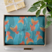Niedliches Schwimmen Goldfish & Wassermuster Seidenpapier (Geschenk)