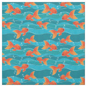 Niedliches Schwimmen Goldfish & Wassermuster Stoff (Muster)