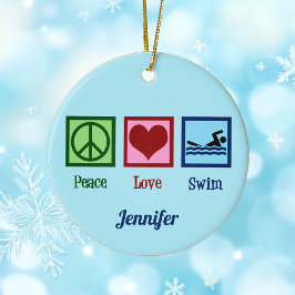 Niedliches Schwimmen - Liebe Frieden schwimmen Keramik Ornament