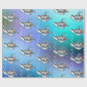 Niedliches Schwimmen Meeresschildkröten Muster Geschenkpapier (Flach)