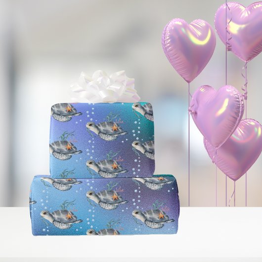 Niedliches Schwimmen Meeresschildkröten Muster Geschenkpapier