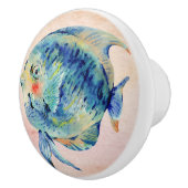 Niedliches Schwimmen schöne Meeresfrüchte im blaue Keramikknauf (Rechts)