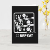 Niedliches Schwimmerdesign - Sleep Swim wiederhole Karte (Gelbe Blume)