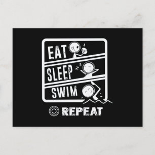 Niedliches Schwimmerdesign - Sleep Swim wiederhole Postkarte