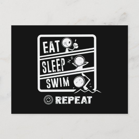 Niedliches Schwimmerdesign - Sleep Swim wiederhole Postkarte (Vorderseite)