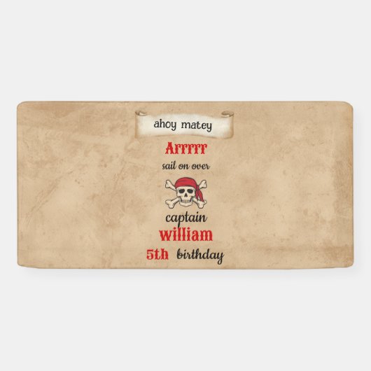 niedliches Schwimmschiff Pirate Birthday Banner (Horizontal)