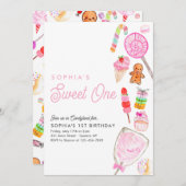 Niedliches SCHWIZEN 1 Kandy Kids Candyland 1. Gebu Einladung (Vorne/Hinten)