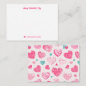 Niedliches Scratch Herzmuster Rosa Valentinstag Mitteilungskarte (Vorne/Hinten)