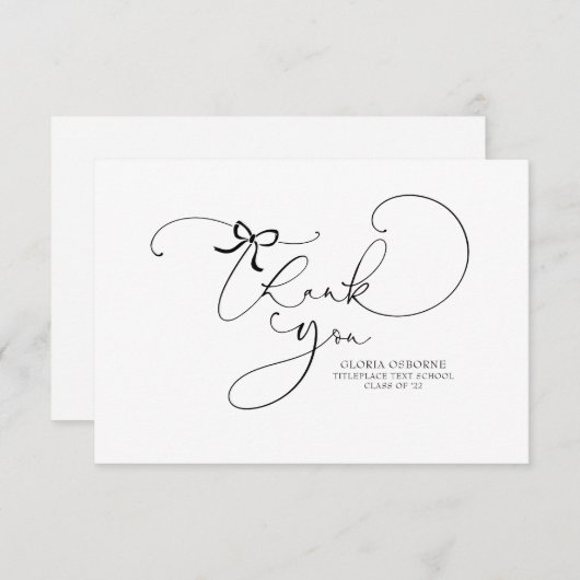 Niedliches Script Calligraphy Little Bow Vielen Da (Vorne/Hinten)