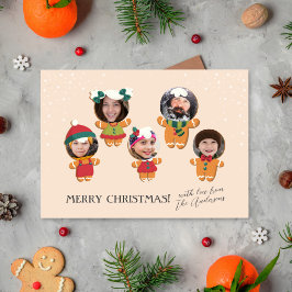 Niedliches Script & Christmas Gingerbrei Familienl Feiertagskarte