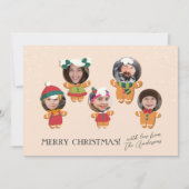 Niedliches Script & Christmas Gingerbrei Familienl Feiertagskarte (Vorderseite)