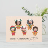 Niedliches Script & Christmas Gingerbrei Familienl Feiertagskarte (Stehend Vorderseite)