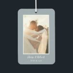 Niedliches Script Dusty Blue Wedding Anniversary F Autolufterfrischer<br><div class="desc">Niedliches Script Dusty Blue Wedding Foto Friseur mit Ihrem Bild und Text der Wahl,  um als Hochzeitsgast Gunst oder für Ihren Hochzeitsjubiläum geben.</div>