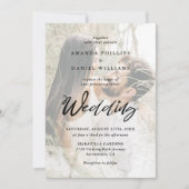 Niedliches Script Elegant Rustic 2 Foto Wedding Einladung (Vorderseite)