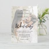 Niedliches Script Elegant Rustic 2 Foto Wedding Einladung (Stehend Vorderseite)