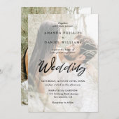 Niedliches Script Elegant Rustic 2 Foto Wedding Einladung (Vorne/Hinten)