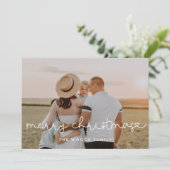 Niedliches Script Frohe Weihnachten Foto (Stehend Vorderseite)