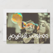 Niedliches Script Joyful wünscht Foto Weihnachten (Vorderseite)