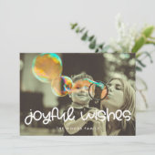 Niedliches Script Joyful wünscht Foto Weihnachten (Stehend Vorderseite)