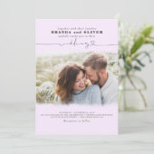 Niedliches Script Light Lila Foto Overlay Hochzeit Einladung (Stehend Vorderseite)