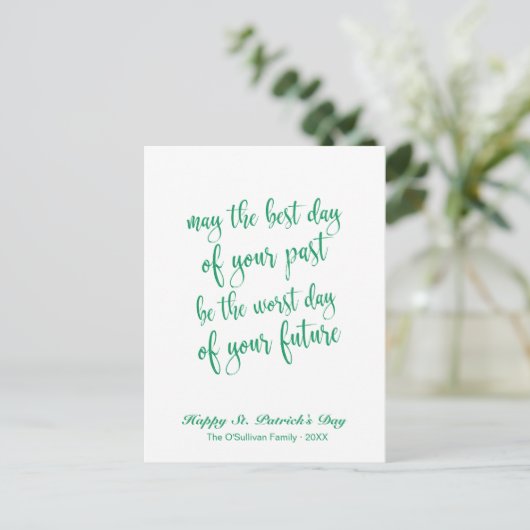 Niedliches Script Old Irish Blessing St. Patrick's Postkarte (Stehend Vorderseite)