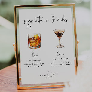 Niedliches Script Signature Drinks Hochzeitszeiche Poster