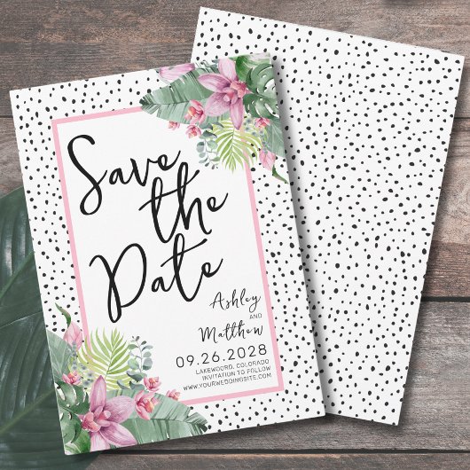 Niedliches Script Tropical Wedding Save The Date