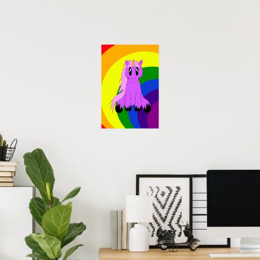 Niedliches Scruffy Unicorn Poster (Heimbüro)