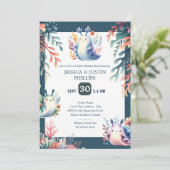 Niedliches Sea Slugs Ozean Doppelschwester Geburts Einladung (Stehend Vorderseite)