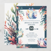 Niedliches Sea Slugs Ozean Doppelschwester Geburts Einladung (Vorne/Hinten)