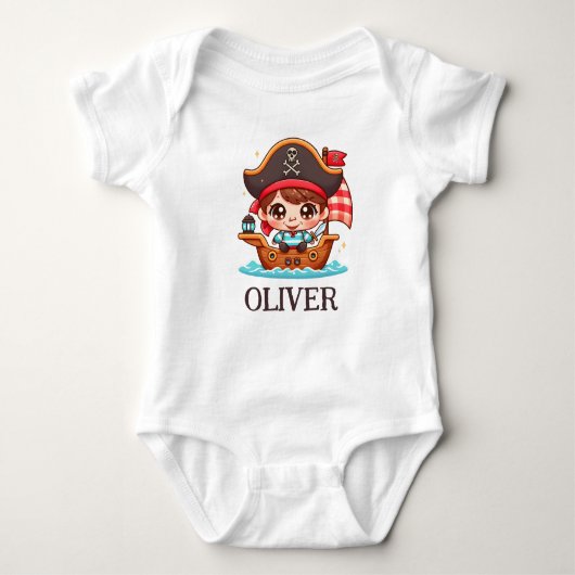 Niedliches Seailor Pirate Kid und Pirate Ship Baby Strampler (Vorderseite)