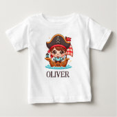 Niedliches Seailor Pirate Kid und Pirate Ship Baby T-shirt (Vorderseite)