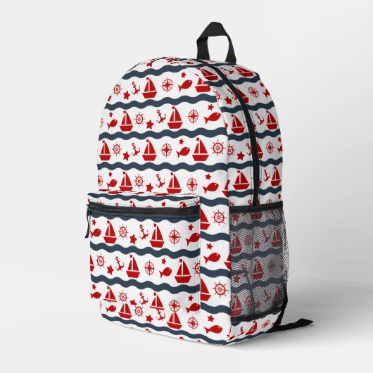 Niedliches Seemuster Bedruckter Rucksack (Rückseitige Ecke Rechts)