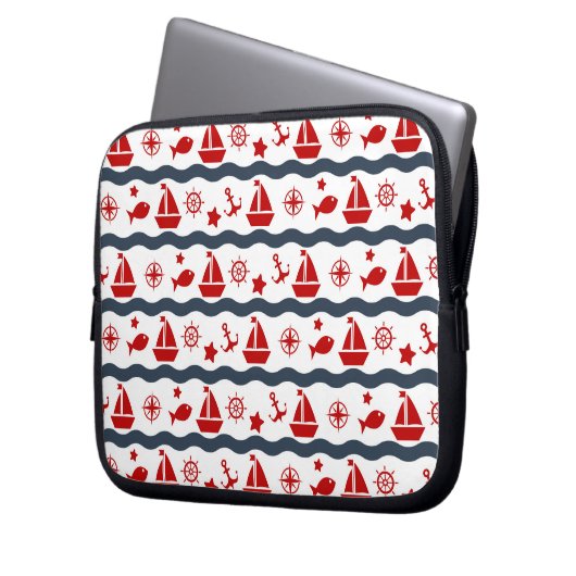 Niedliches Seemuster Laptopschutzhülle (Vorderseite Links)