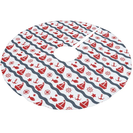 Niedliches Seemuster Polyester Weihnachtsbaumdecke (Schrägansicht)