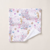 Niedliches Seepferd am Strand und Set mit Handtuch (Waschlappen)