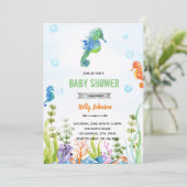 Niedliches Seepferd Geburtstagsdusche Einladung (Stehend Vorderseite)