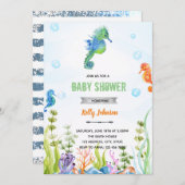 Niedliches Seepferd Geburtstagsdusche Einladung (Vorne/Hinten)