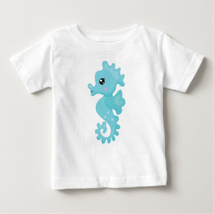 Niedliches Seepferd, kleines Seepferd, blaues Seep Baby T-shirt