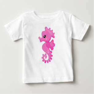 Niedliches Seepferd, kleines Seepferd, rosa Seepfe Baby T-shirt