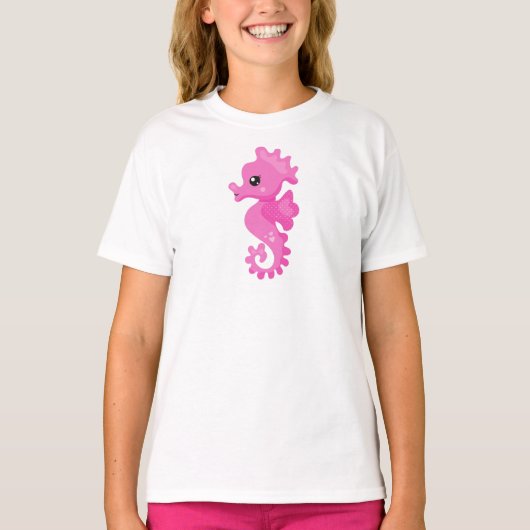 Niedliches Seepferd, kleines Seepferd, rosa Seepfe T-Shirt (Vorderseite)