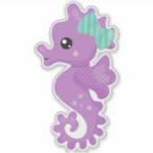 Niedliches Seepferd, Lila Seepferd, Band, Sterne Aufkleber (Vorderseite)
