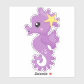 Niedliches Seepferd, Lila Seepferd, Starfish, Herz Aufkleber (Blatt)